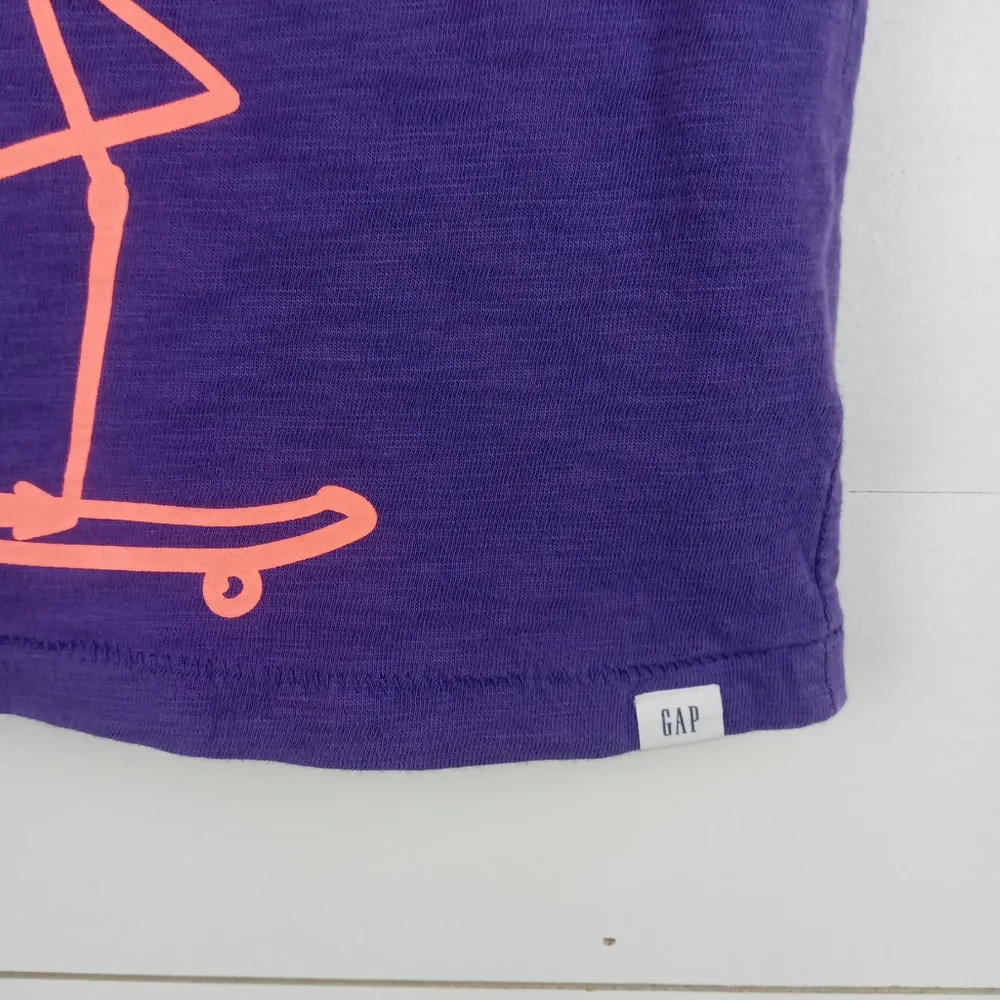 Baby Gap girls size 3T bright purple with neon flamingo pattern tshirt crewneck